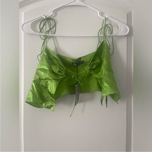 Zara Silk Blend Tie Front Top - Picture 6 of 6